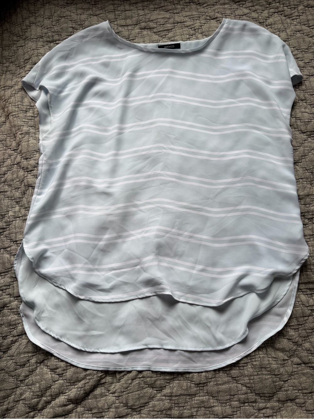 RW&CO. Pale Blue Striped Cap Sleeve Blouse